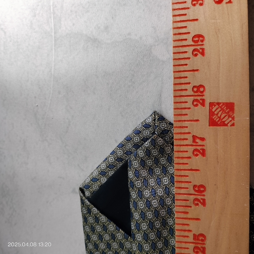 Luigi Valentino Silk Necktie Blue and Gray Geometric Circle Men's Tie Formal - Picture 6 of 8